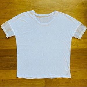 Spalding White Crepe T-Shirt with Mesh Sleeves